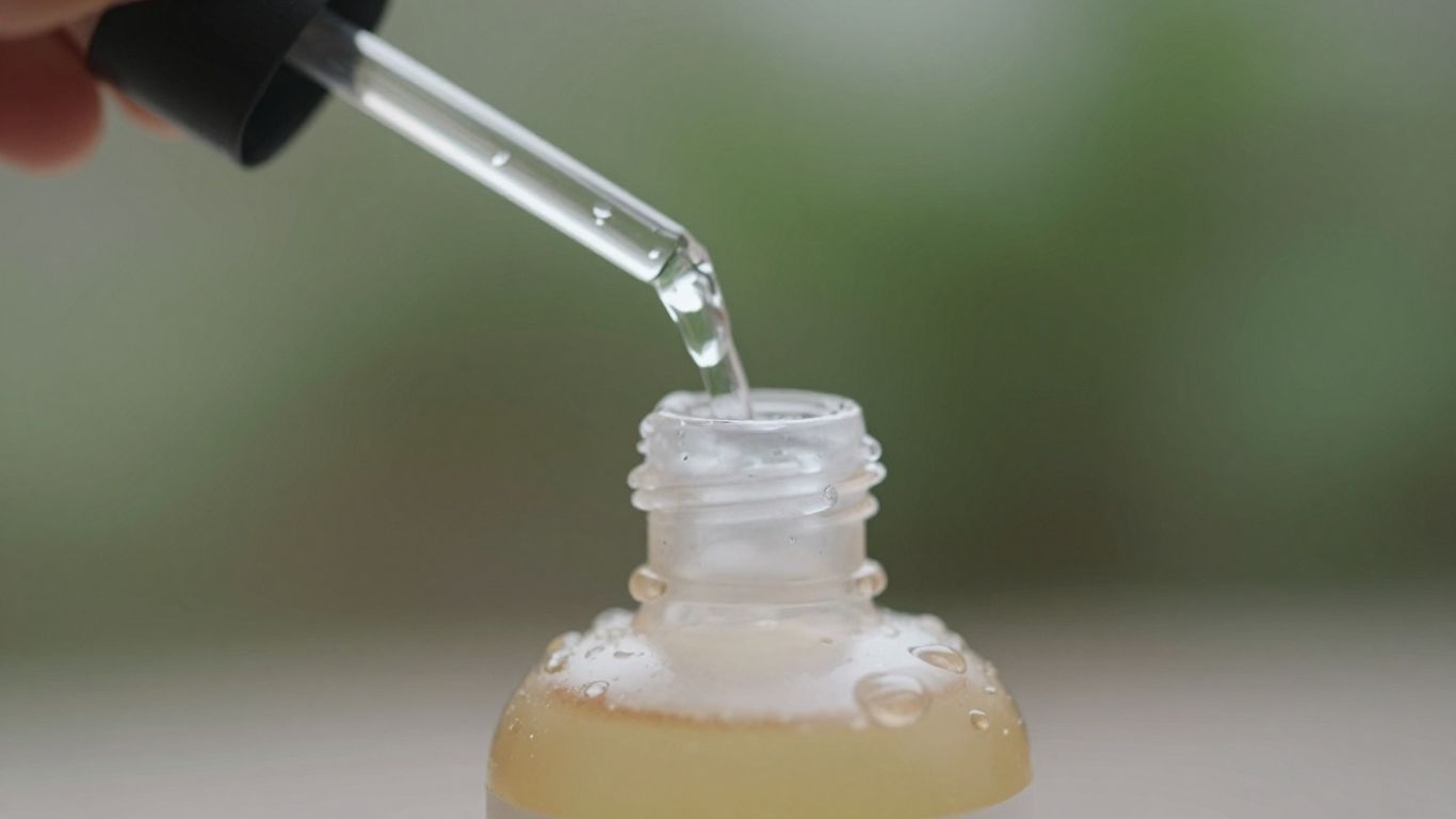 Bouteille de shampoing minéral avec des gouttes d'eau.