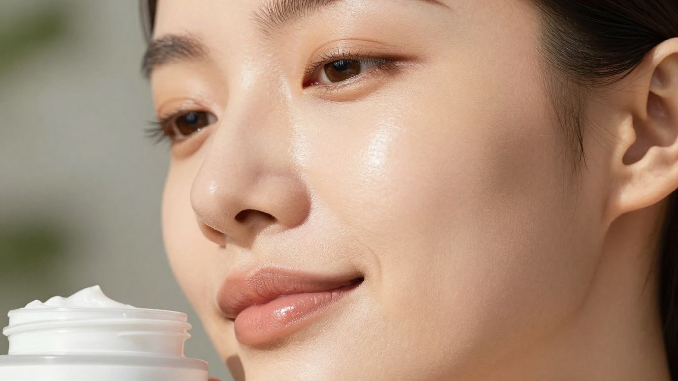 Crème minérale anti-âge sur peau radieuse